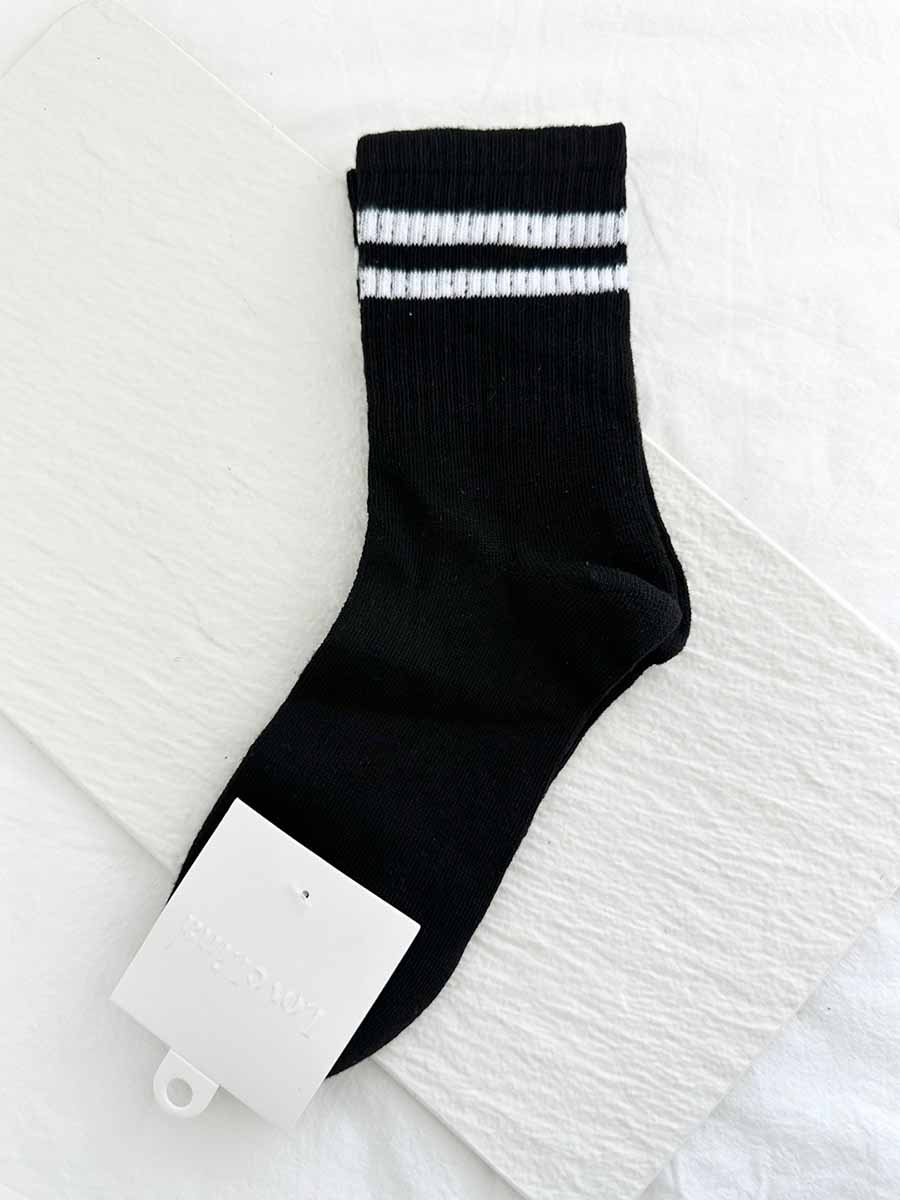 black socks with white stripes