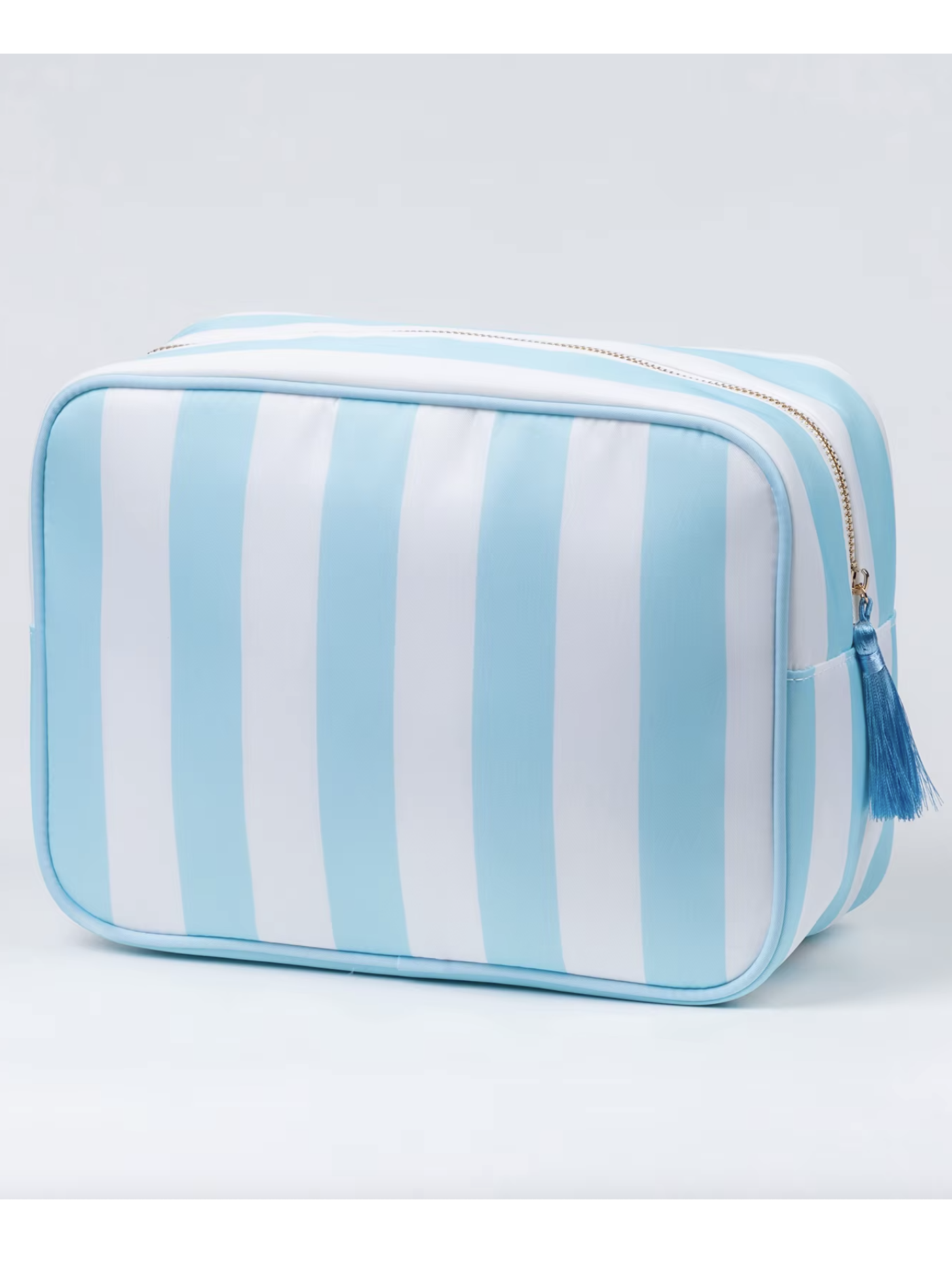 Light Blue Striped Cosmetic Bag