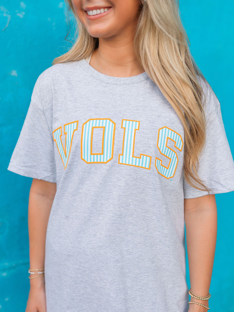Striped Pattern Grey VOLS Tee