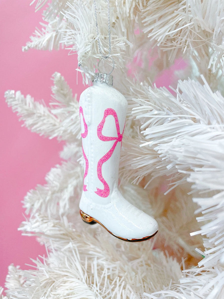 Pink Bow Cowboy Boot Ornament
