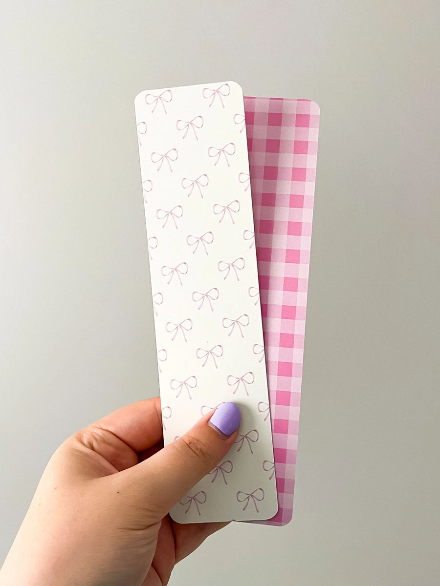 Pink Bow & Gingham Bookmark