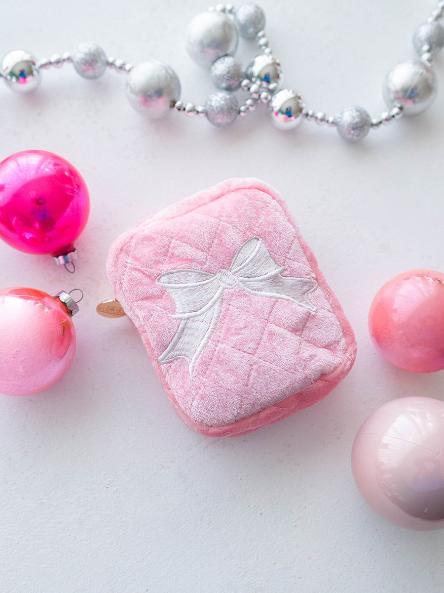 Mini Pink Velvet Bow Pouch