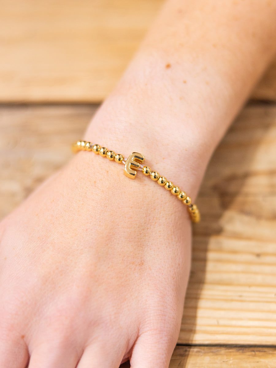 Initial Bubble Bead Stretch Bracelet