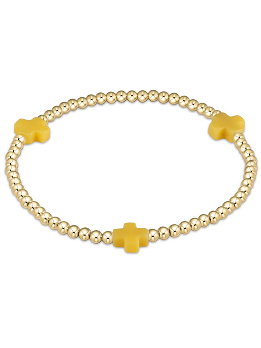 Gold Signature Cross 3mm Bracelet (14 Colors)