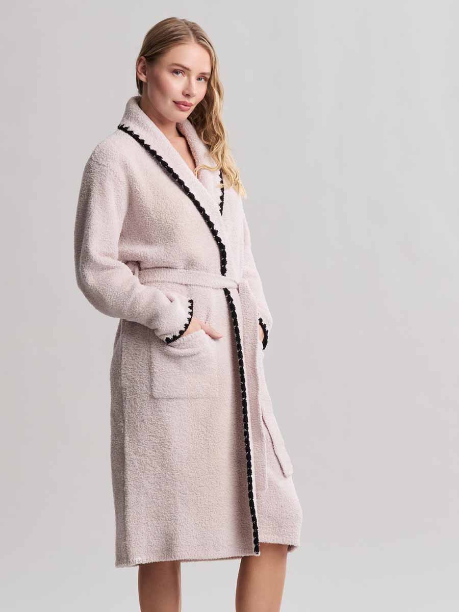 CozyChic Blanket Stitch Robe, Stone