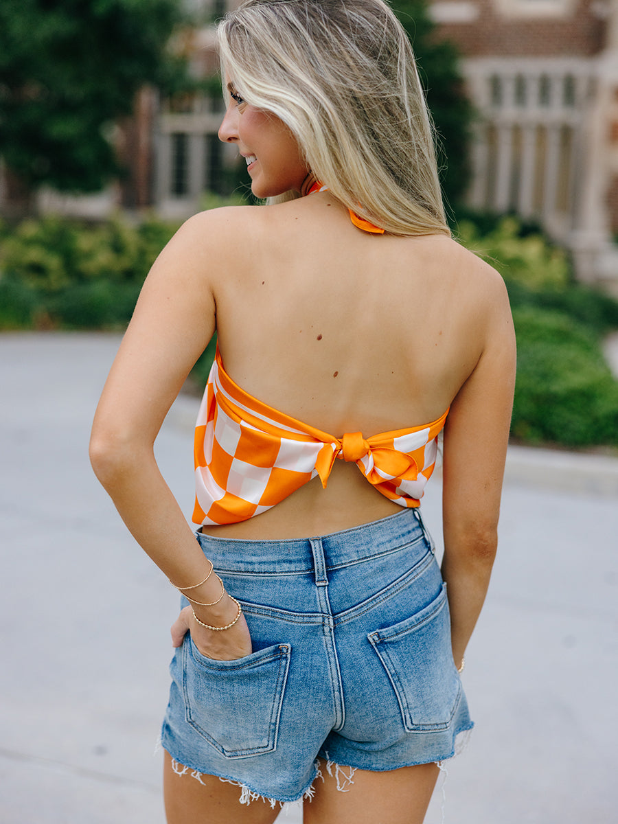 Orange & White Checkered Scarf (2 Sizes)