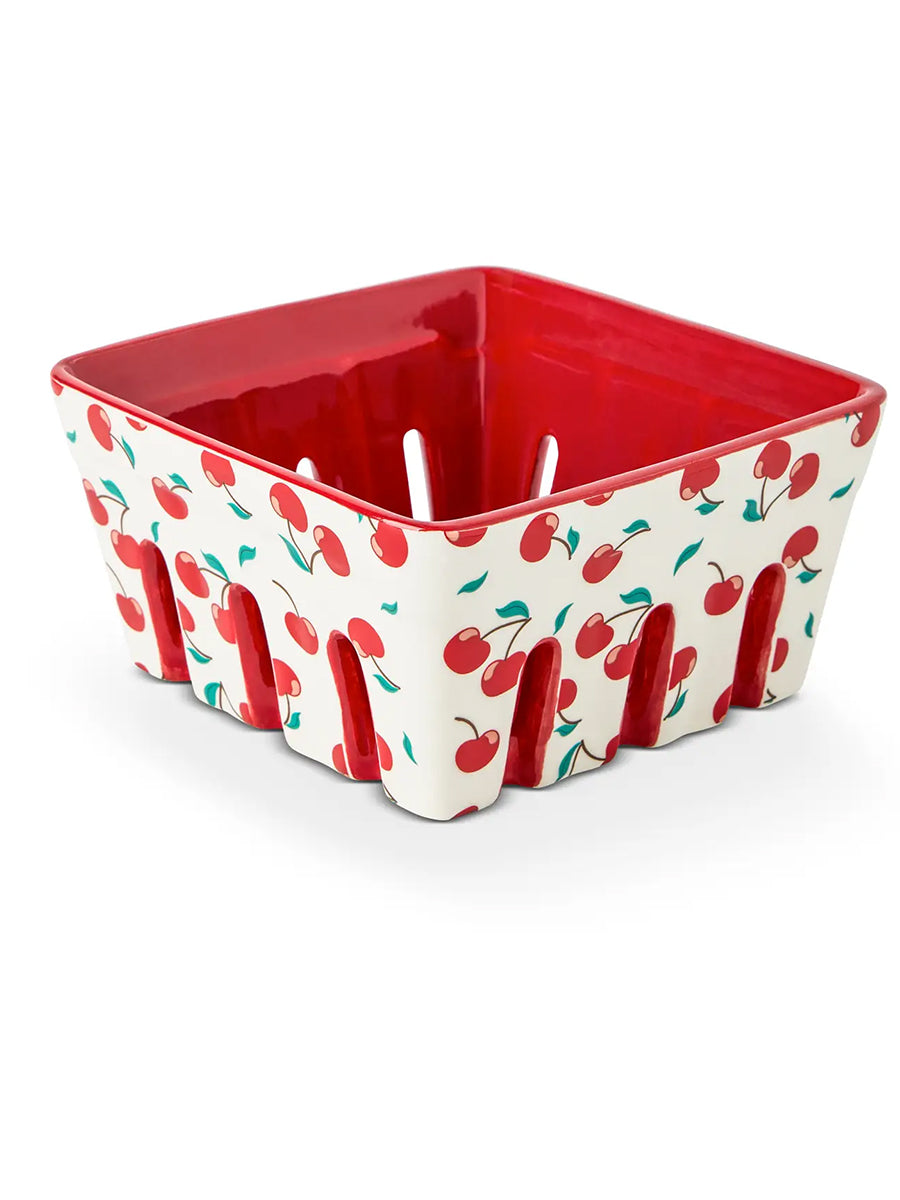 Red Cherry Ceramic Berry Basket