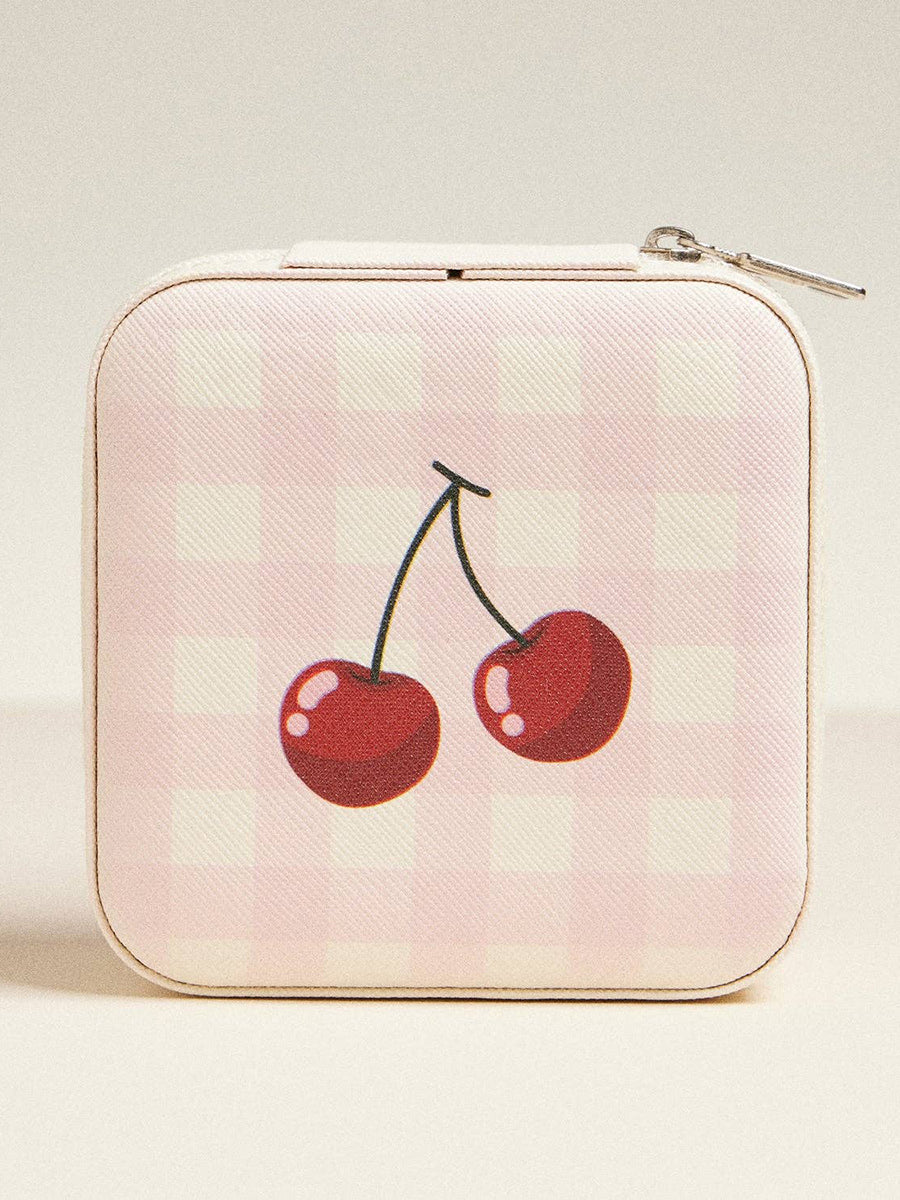 Pink Gingham Travel Jewelry Box