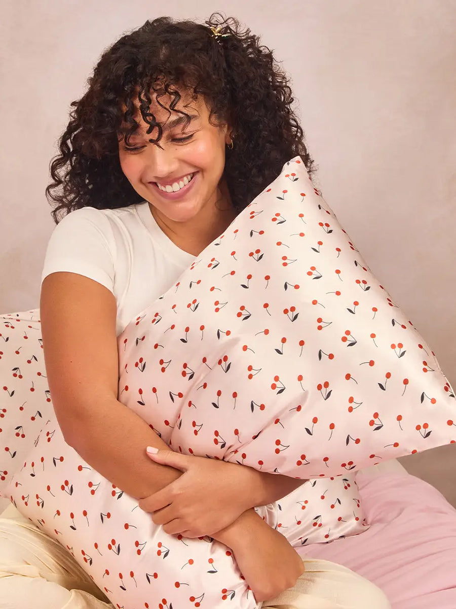 Satin Pillowcase with Cherries Print