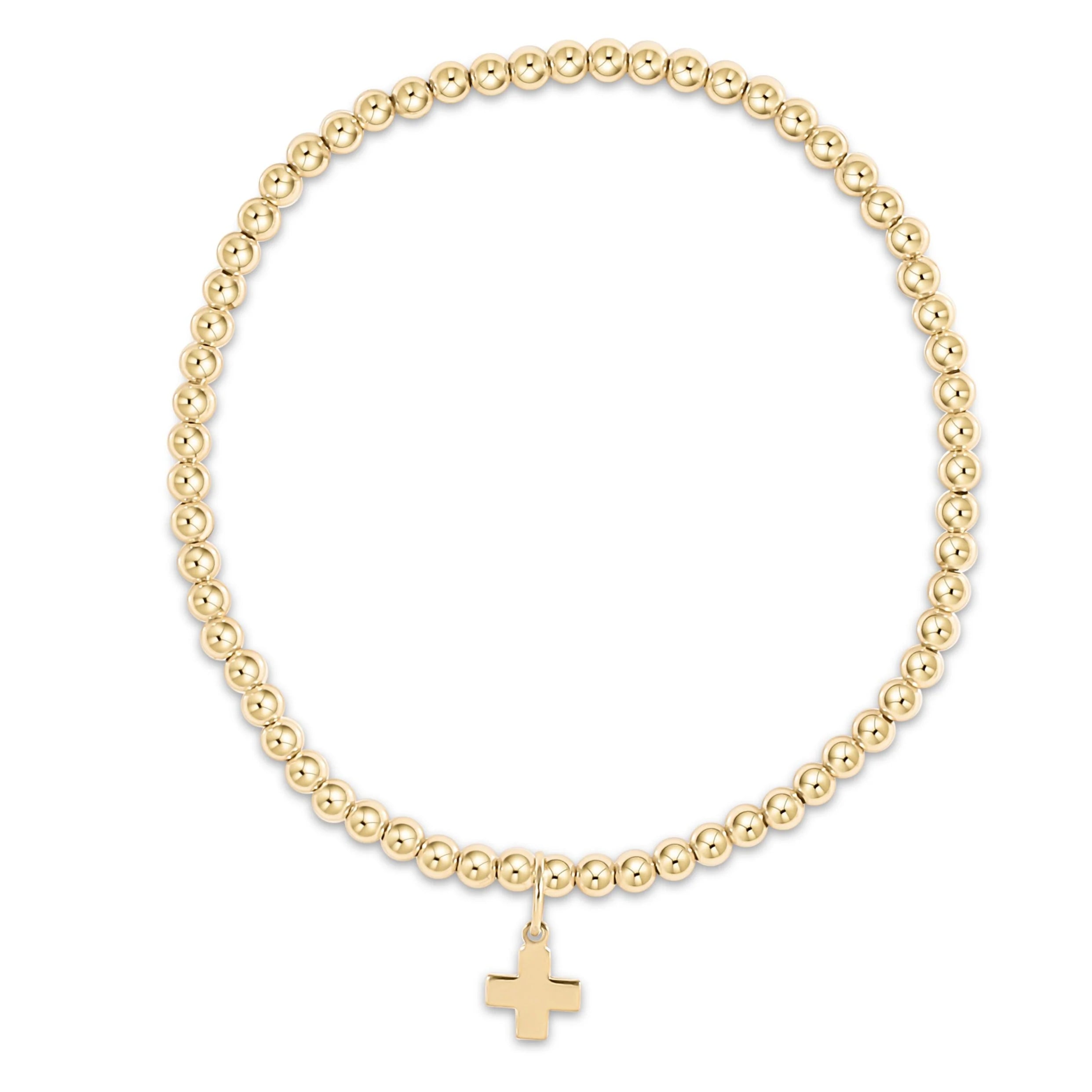 Gold Bead Bracelet with Cross for Girls