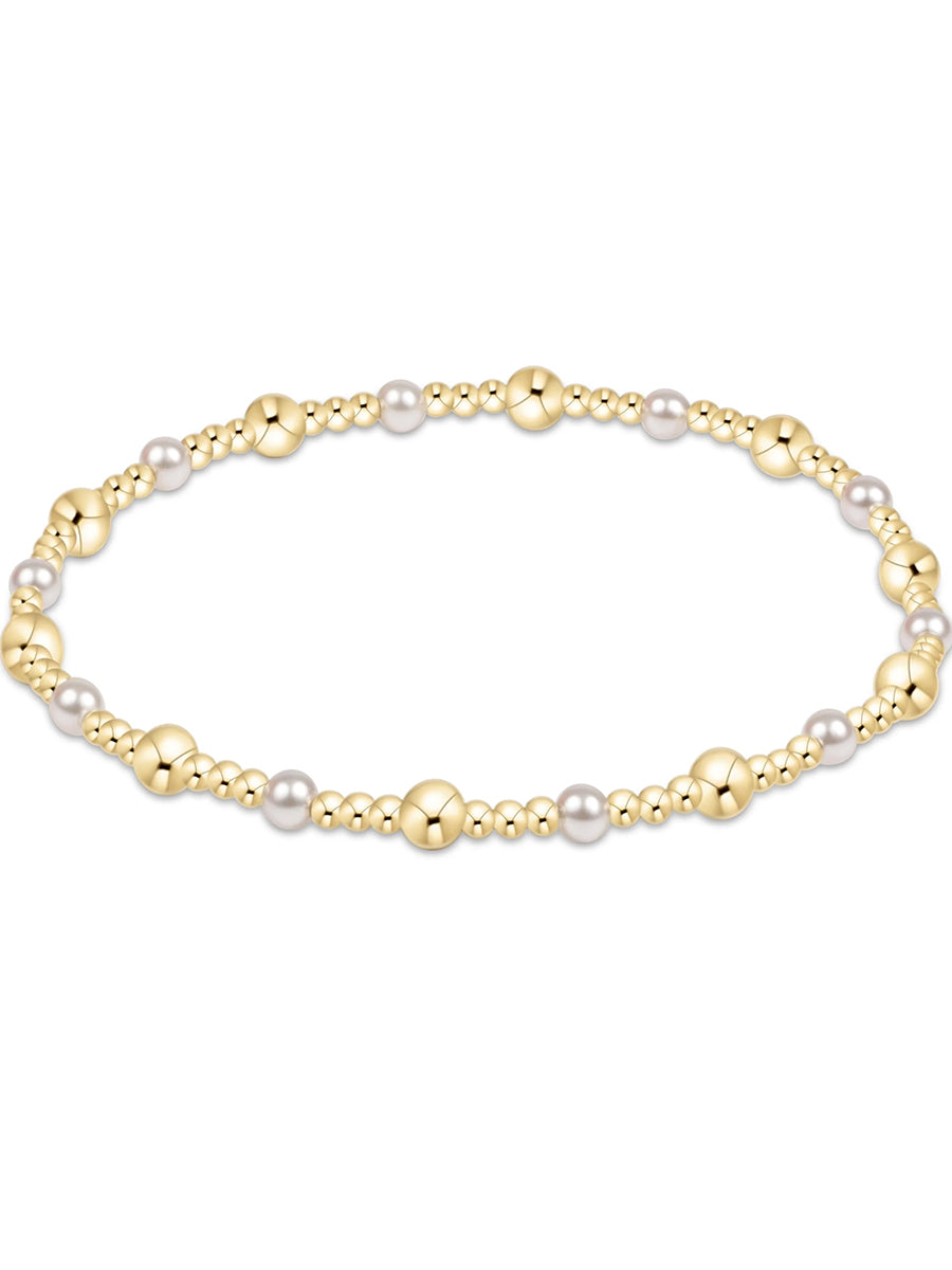 Classic Gold Sincerity 4mm Pearl and Gold Bead Bracelet