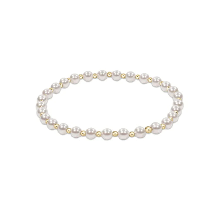 2mm gold bead and pearl bracelet