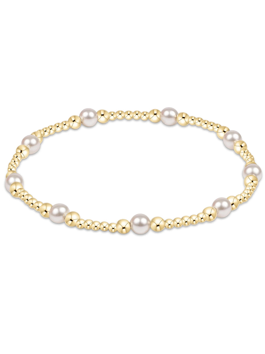 Classic Purpose Pattern 4mm Bead Bracelet, Pearl