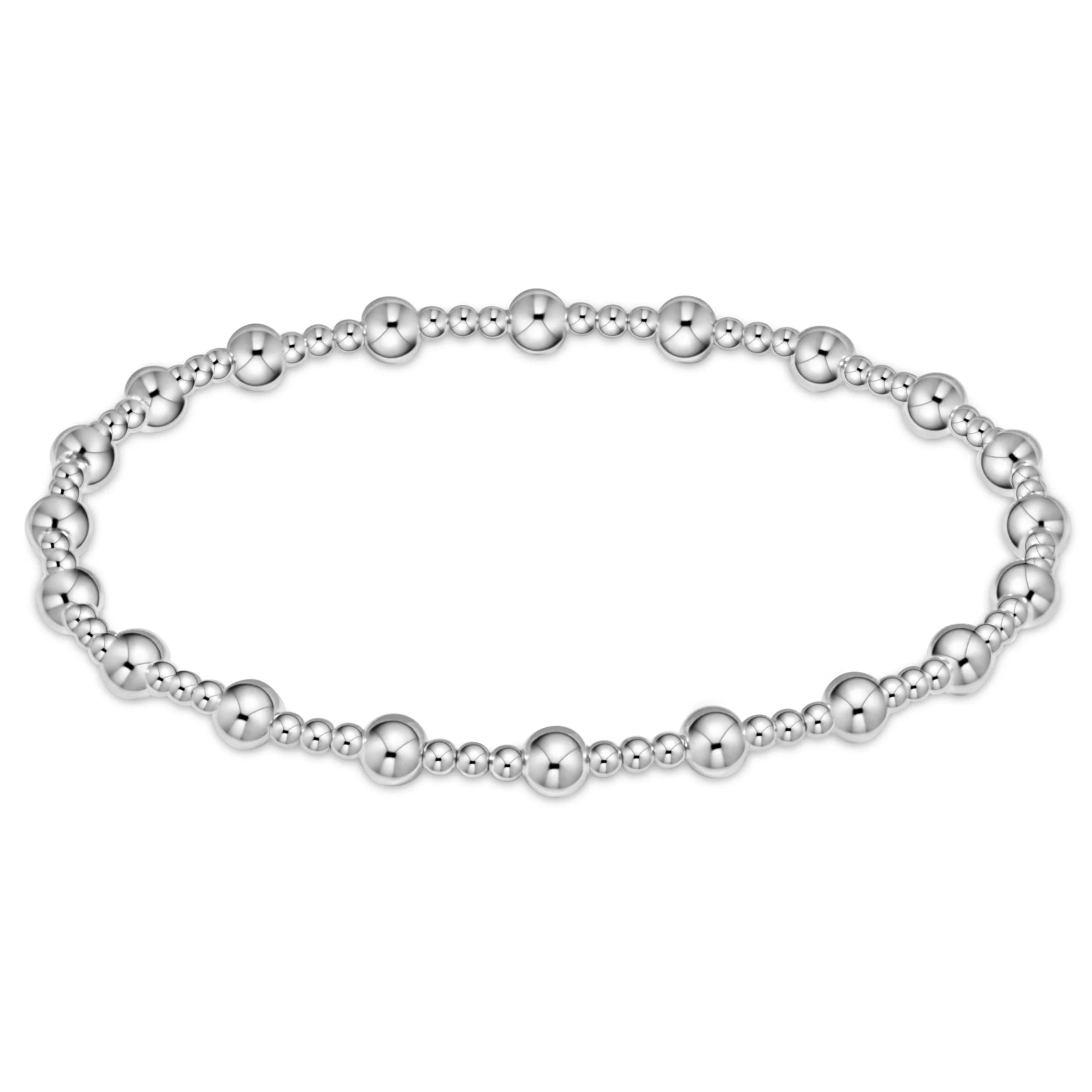 E-Newton Two Sizes Sterling Silver Beaded Bracelet