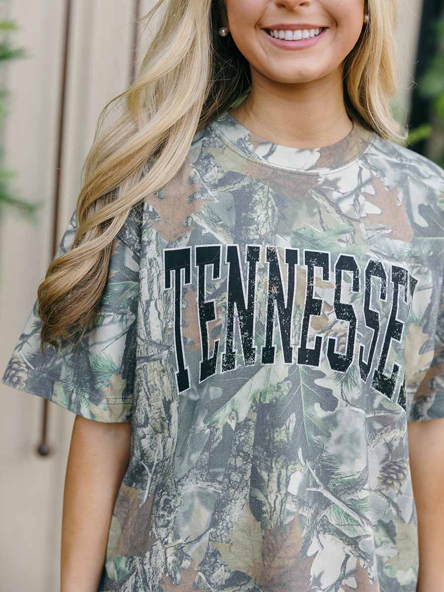 Green Leaf Camo Black Tennessee Arch Short-Sleeve T-Shirt