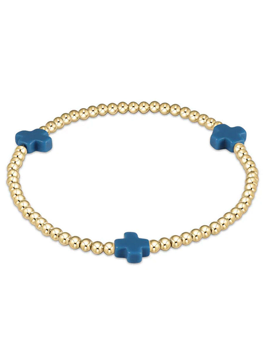 Gold Signature Cross 3mm Bracelet (14 Colors)