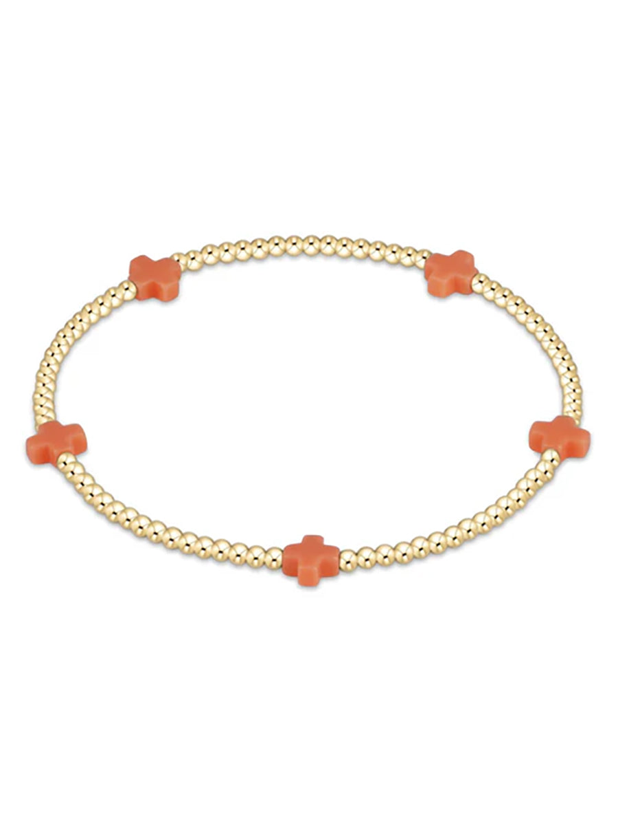 Small Signature Cross Bracelet 2mm, Gold (14 Colors)