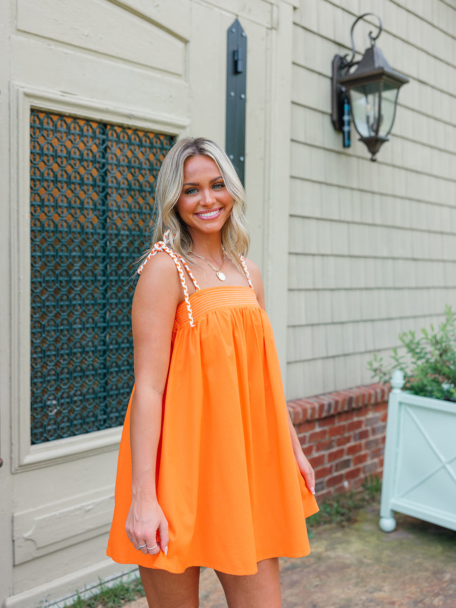 Orange Flowy Mini Dress