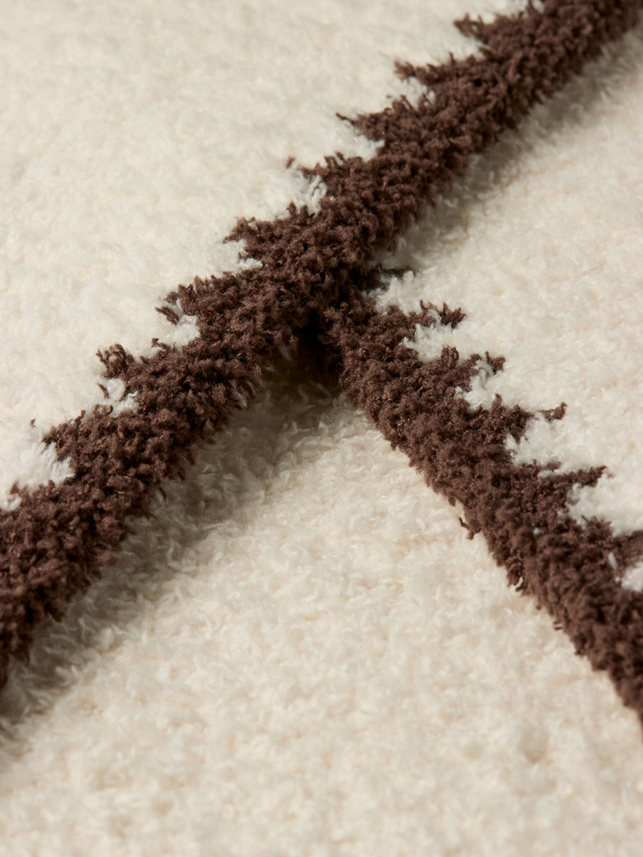 CozyChic® Rib Blanket Stitch Throw, Cream/Java