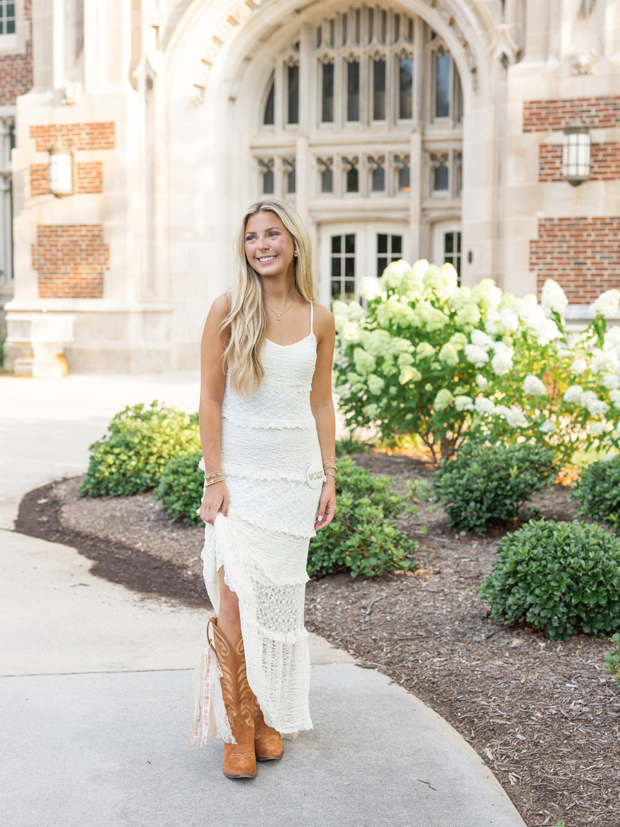 White Tiered Maxi Dress