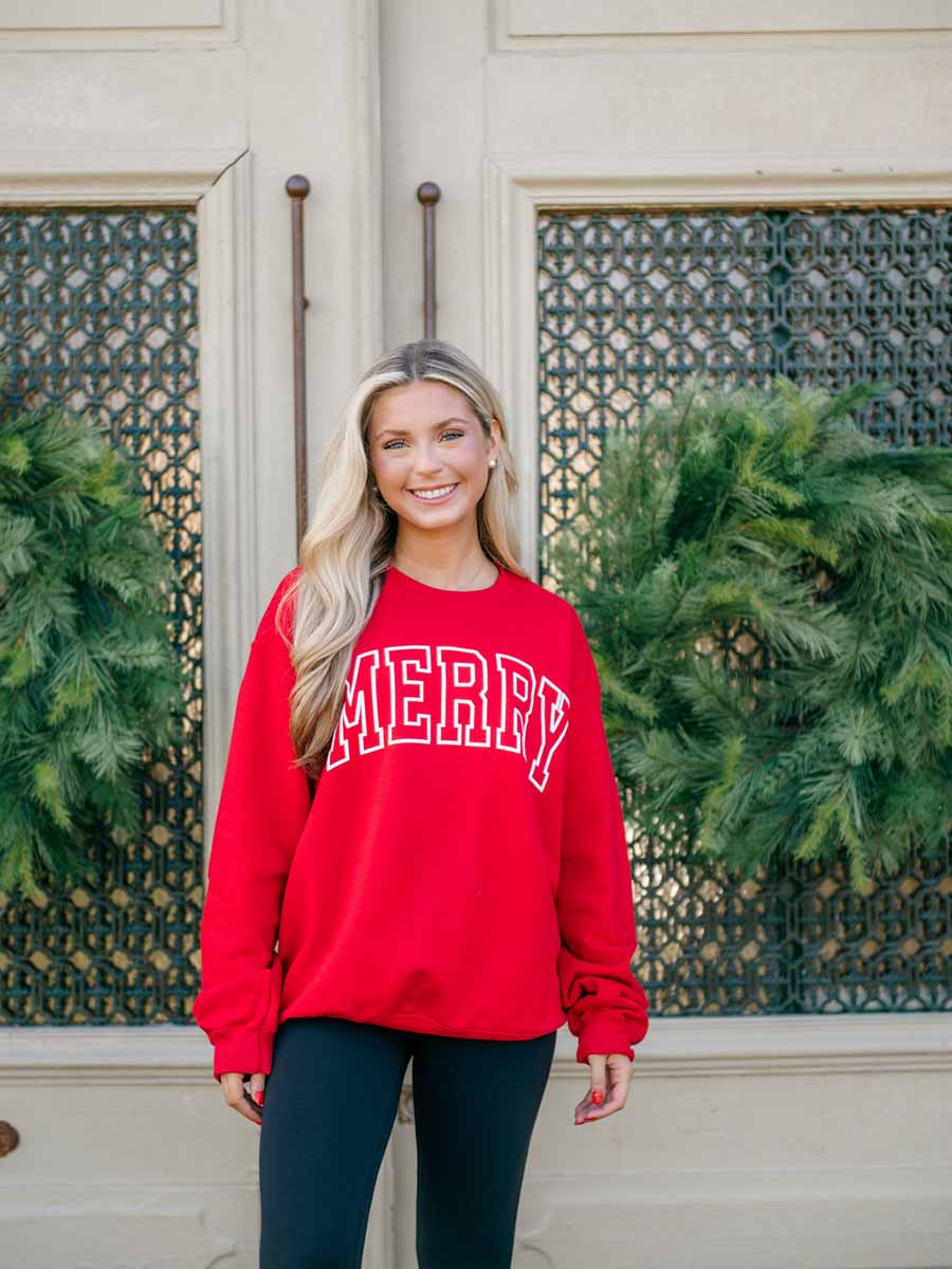 Red "MERRY" Sweatshirt