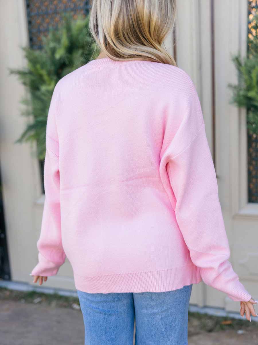 "Deck the Halls" Pink Sweater