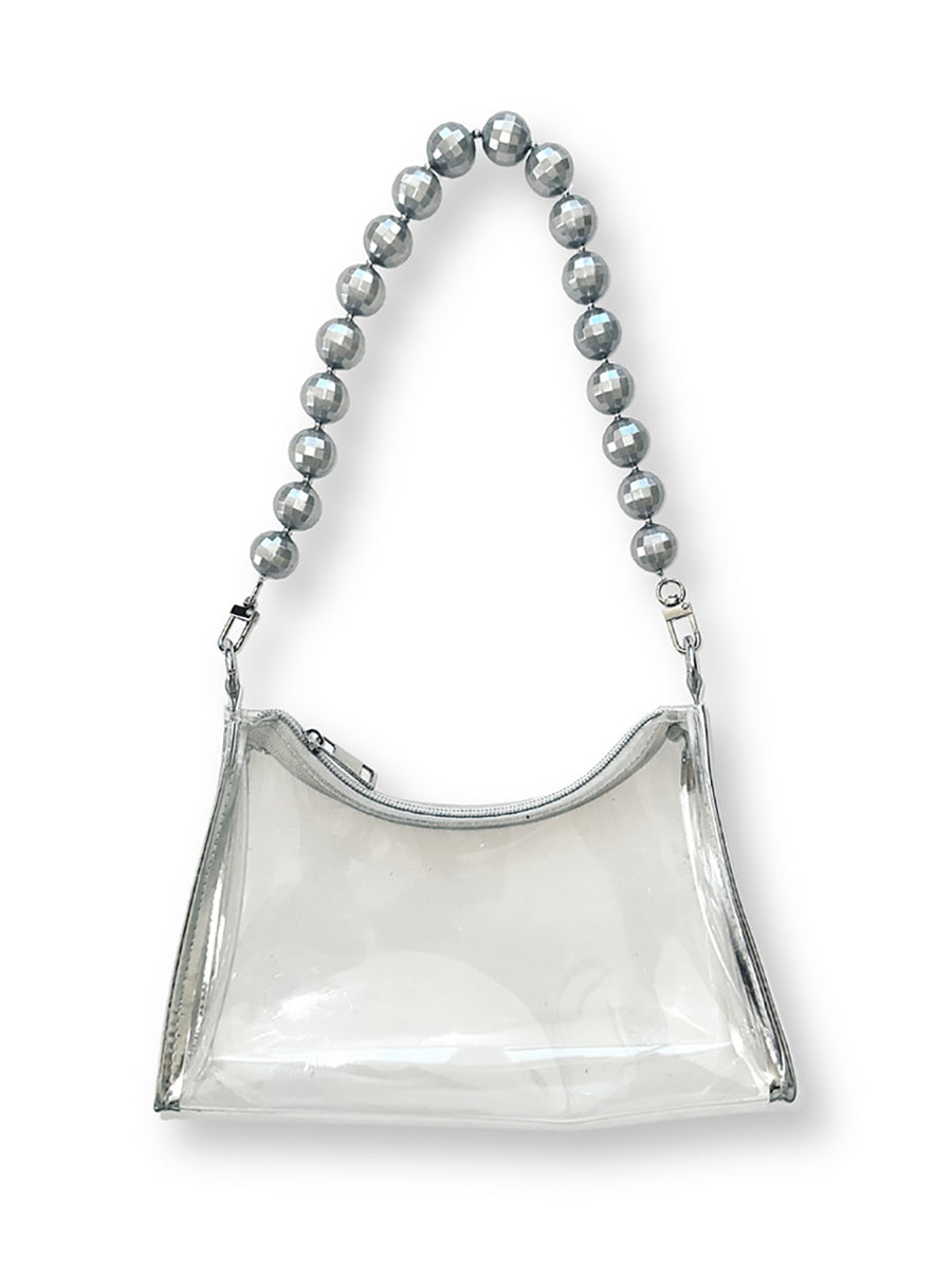 Cute Clear Bag with Silver Bead Strap