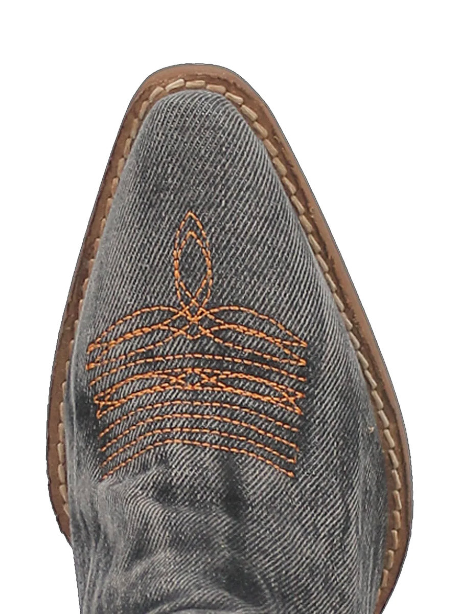 Black Denim Western Boot