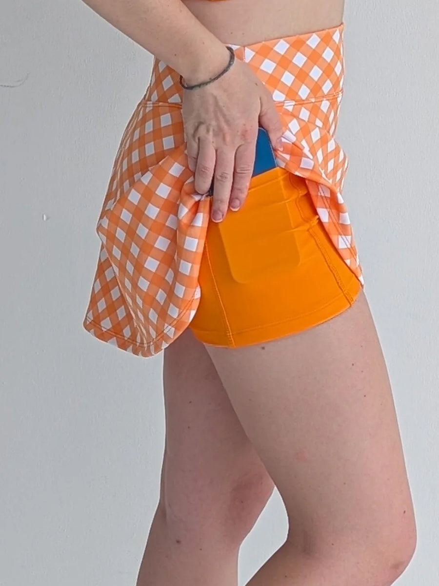 Orange and White Checked Skort