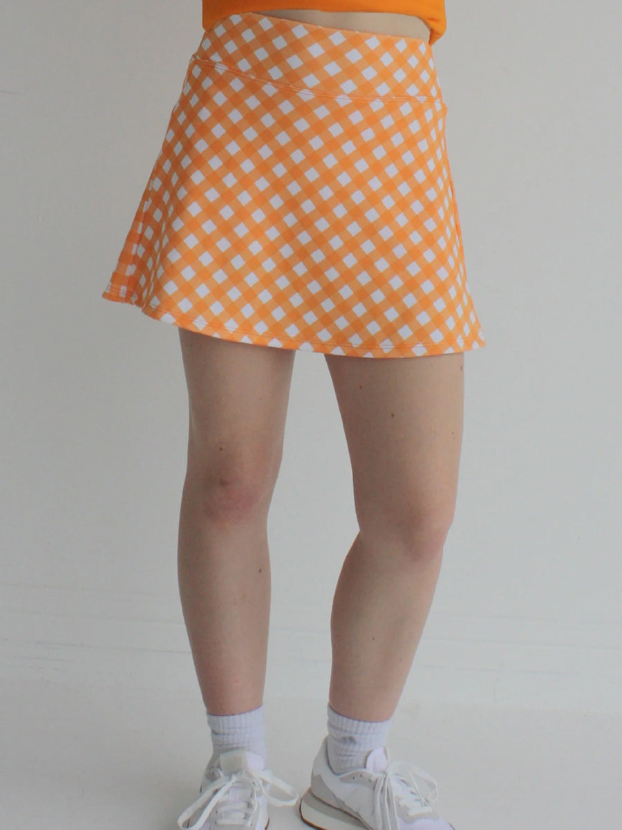 Orange Gingham Skort