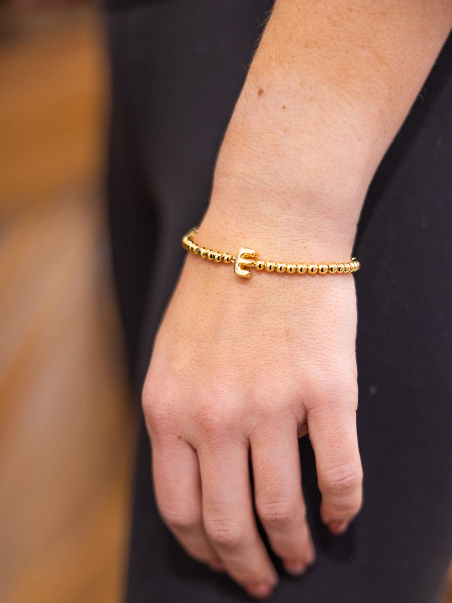 Initial Bubble Bead Stretch Bracelet