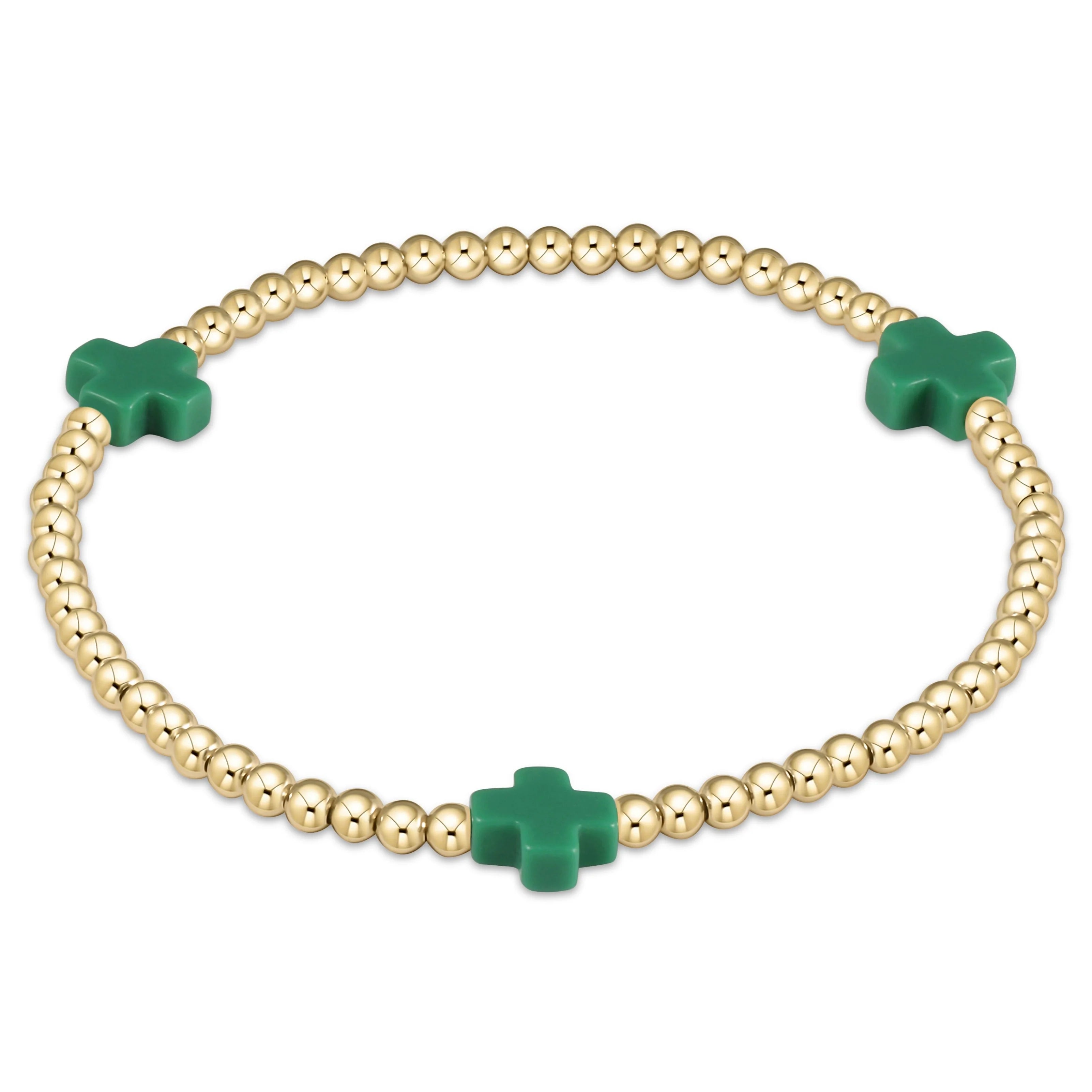 Gold Signature Cross 3mm Bracelet (14 Colors)
