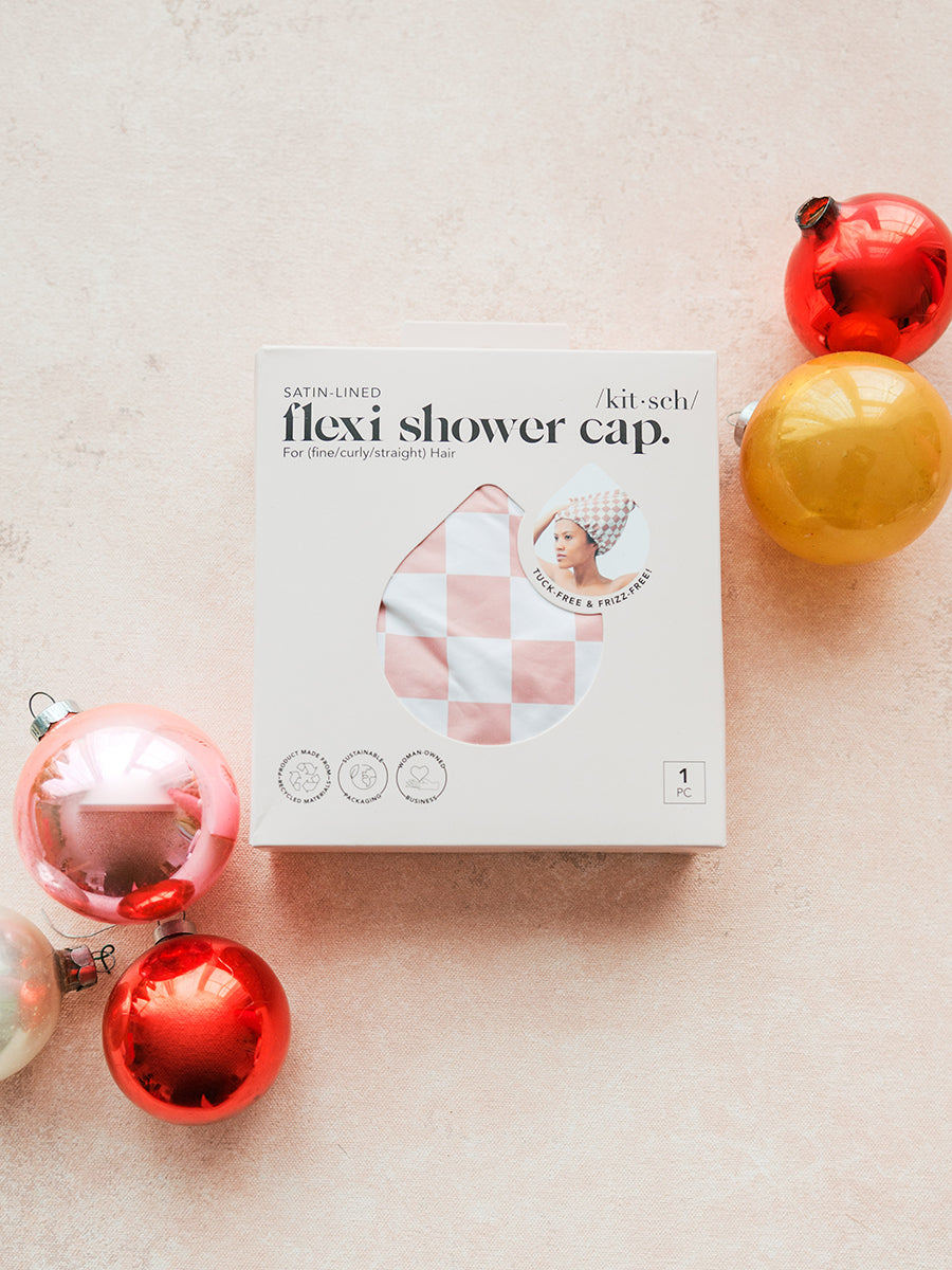 Kitsch Checkered Flexi Shower Cap