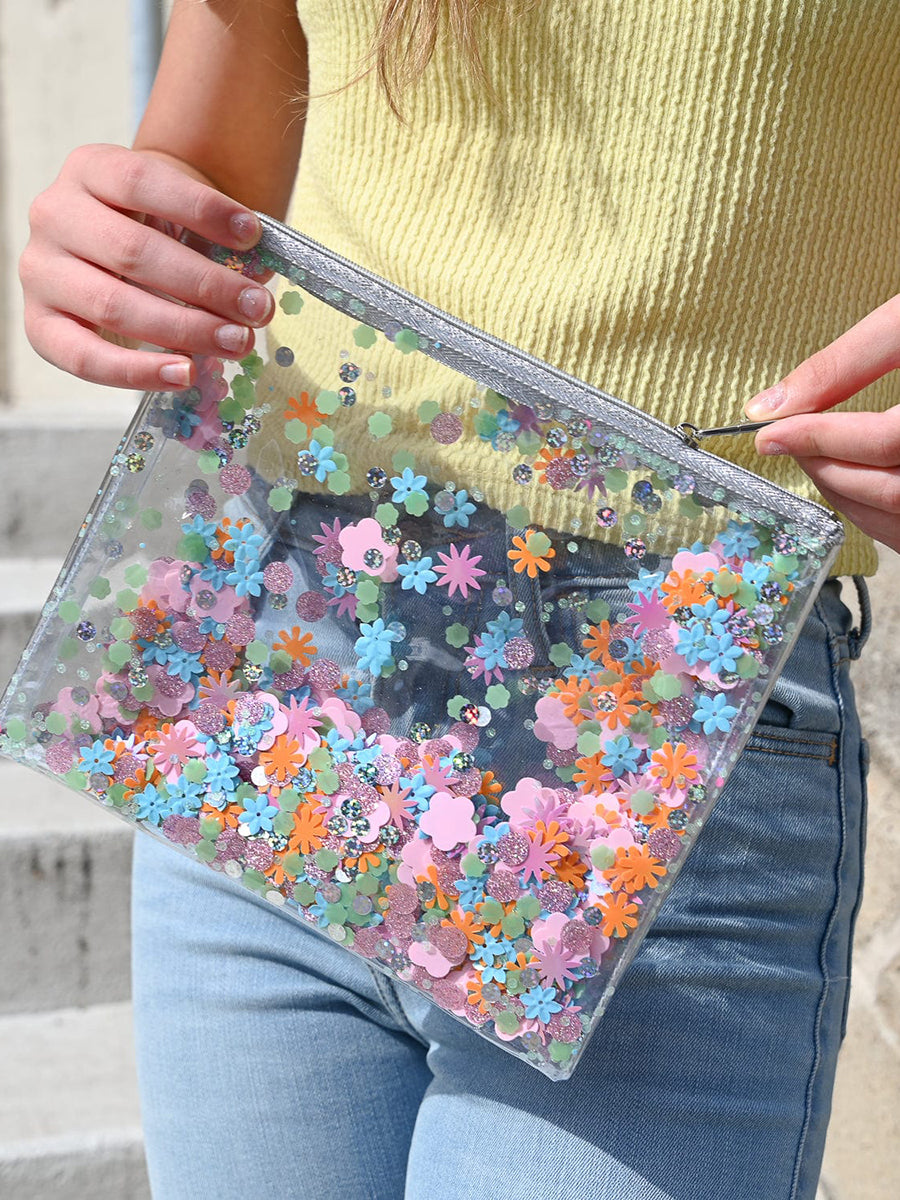 Flower Power Confetti Clear Bag
