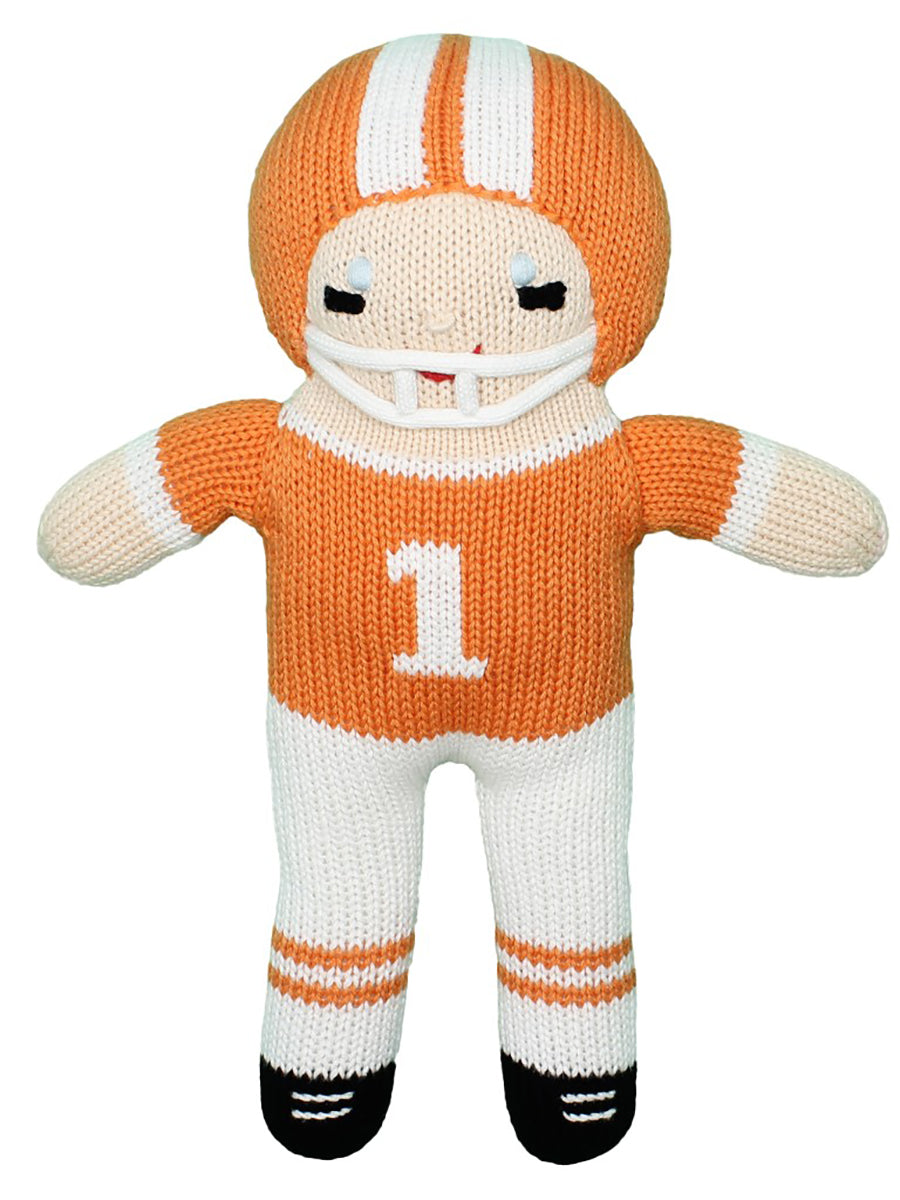 Orange and White Football Player Knit Doll