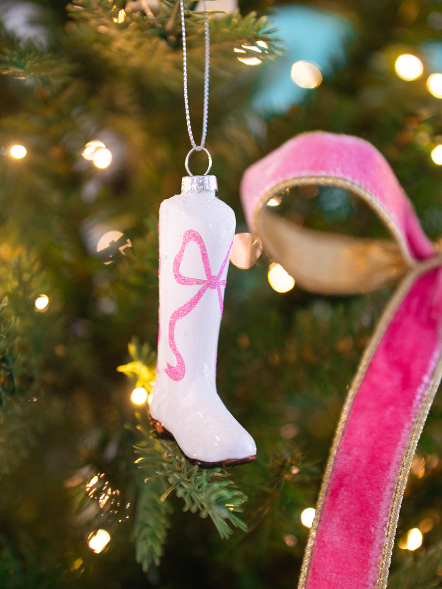 Pink Bow Cowboy Boot Ornament