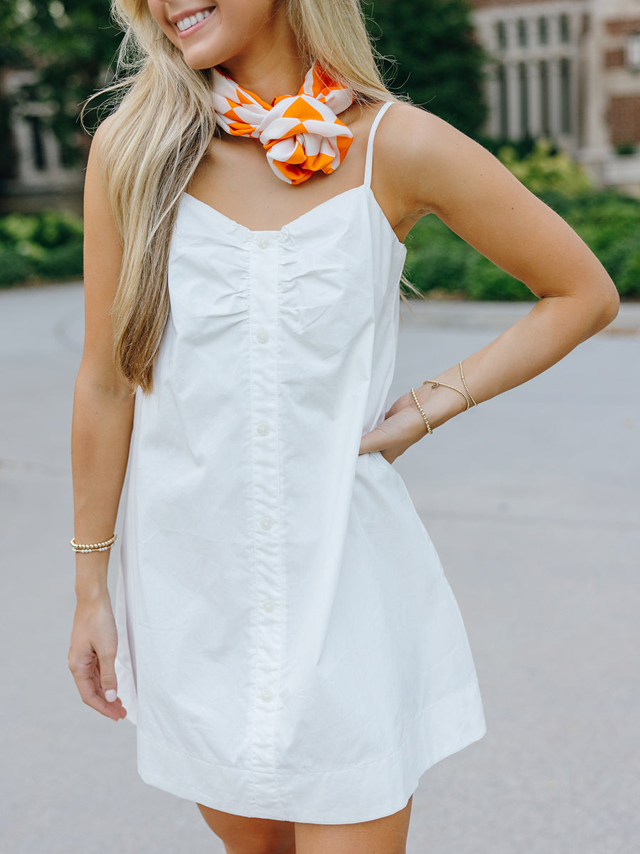 Poplin Ruched Cami Mini Dress, Off-White