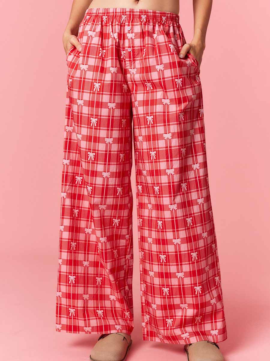 Red Check with Bows PJ Pants