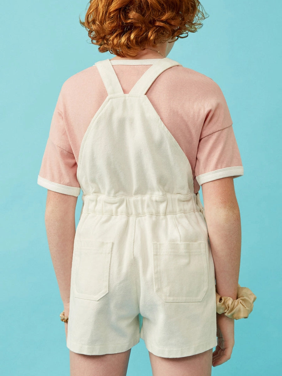 Girls Off-White Short Denim Overalls