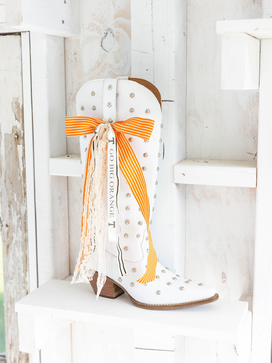 Go Big Orange Ribbons Boot Bows