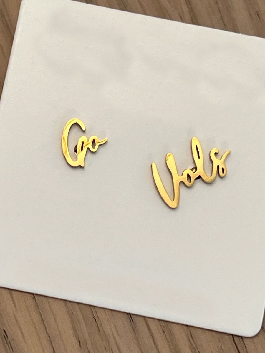 "Go Vols" Gold Stud Earrings