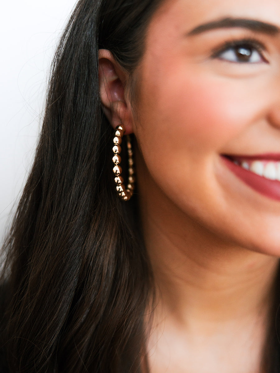 Gold Beaded Hoop Earrings
