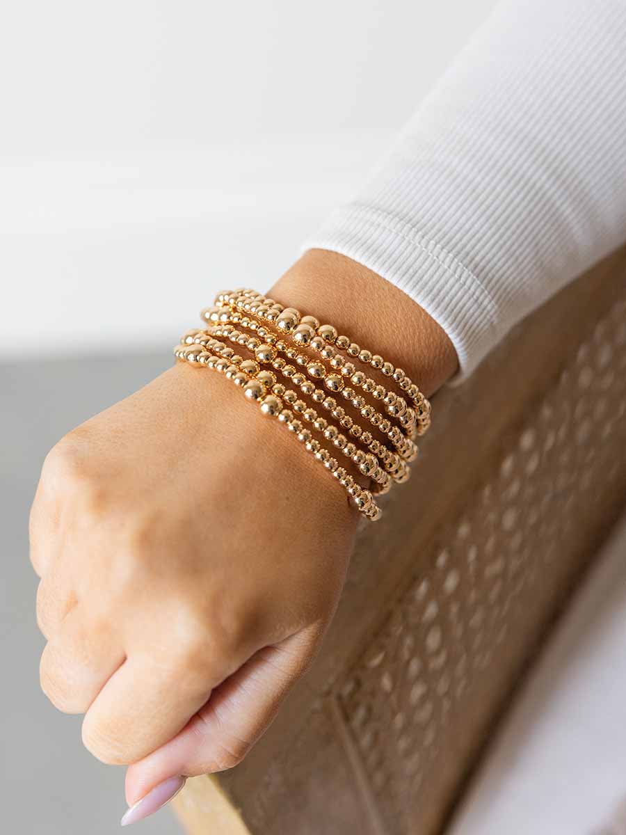 Gold Beaded Bracelets, Set of 6 **Doorbuster**