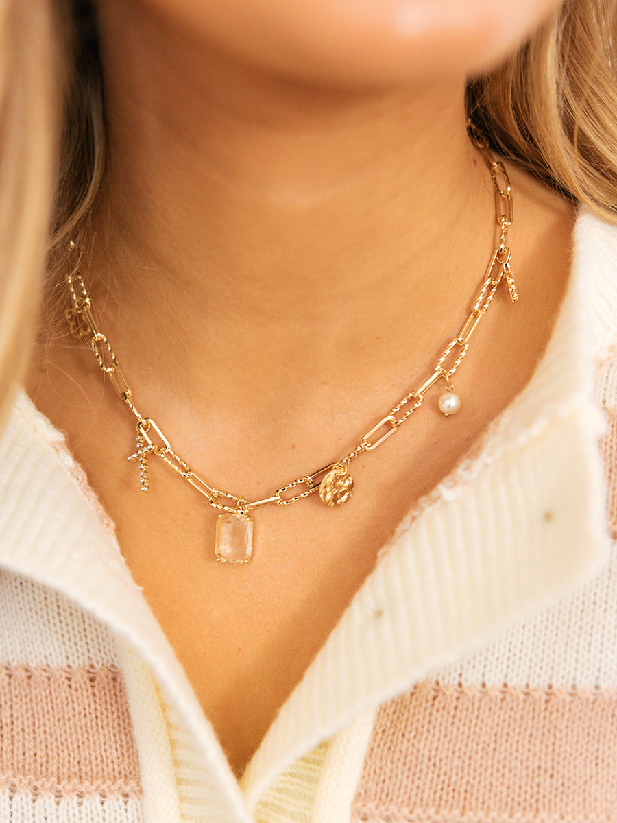 Gold Charm Link Necklace