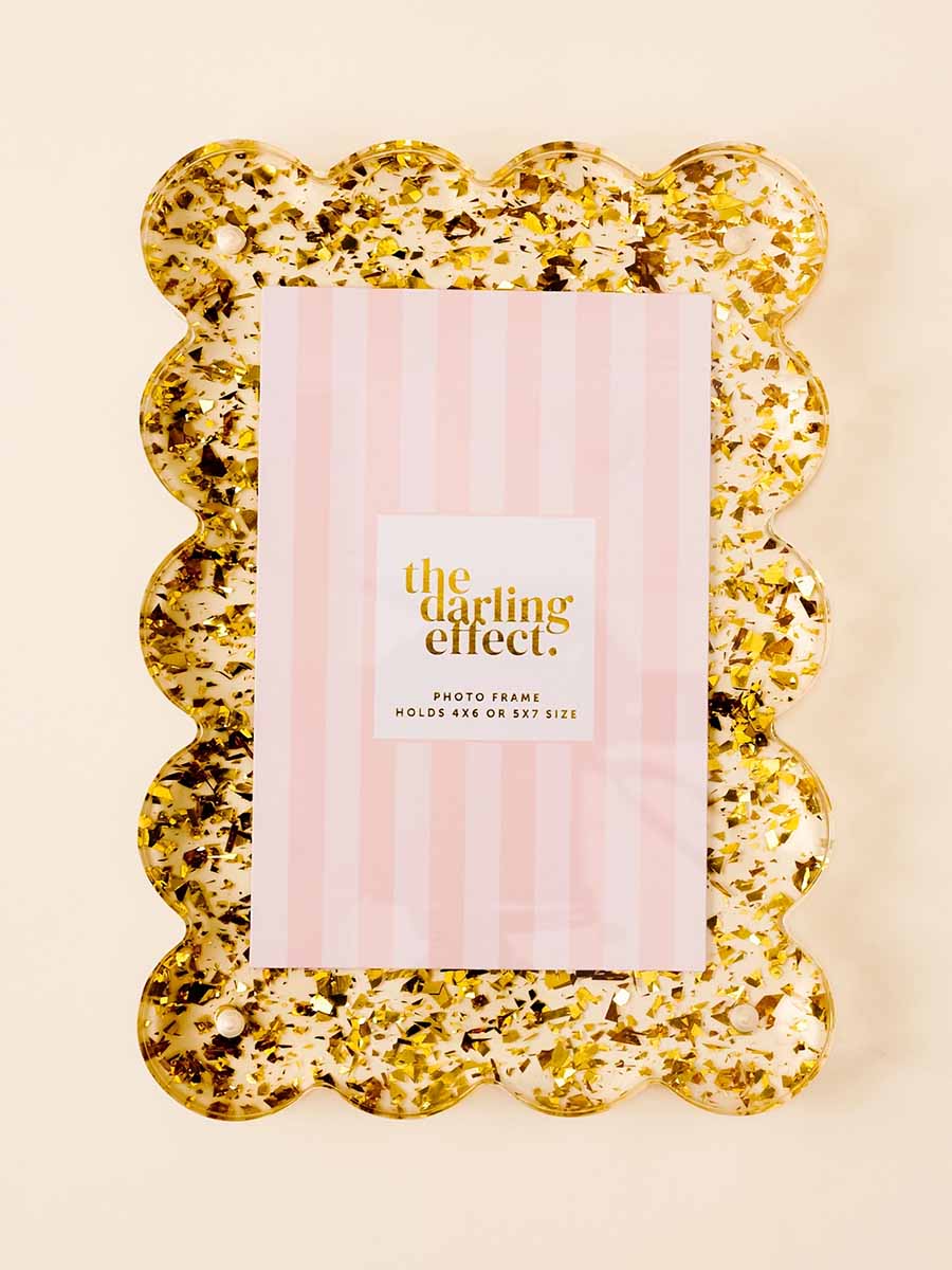 Gold confetti scalloped frame
