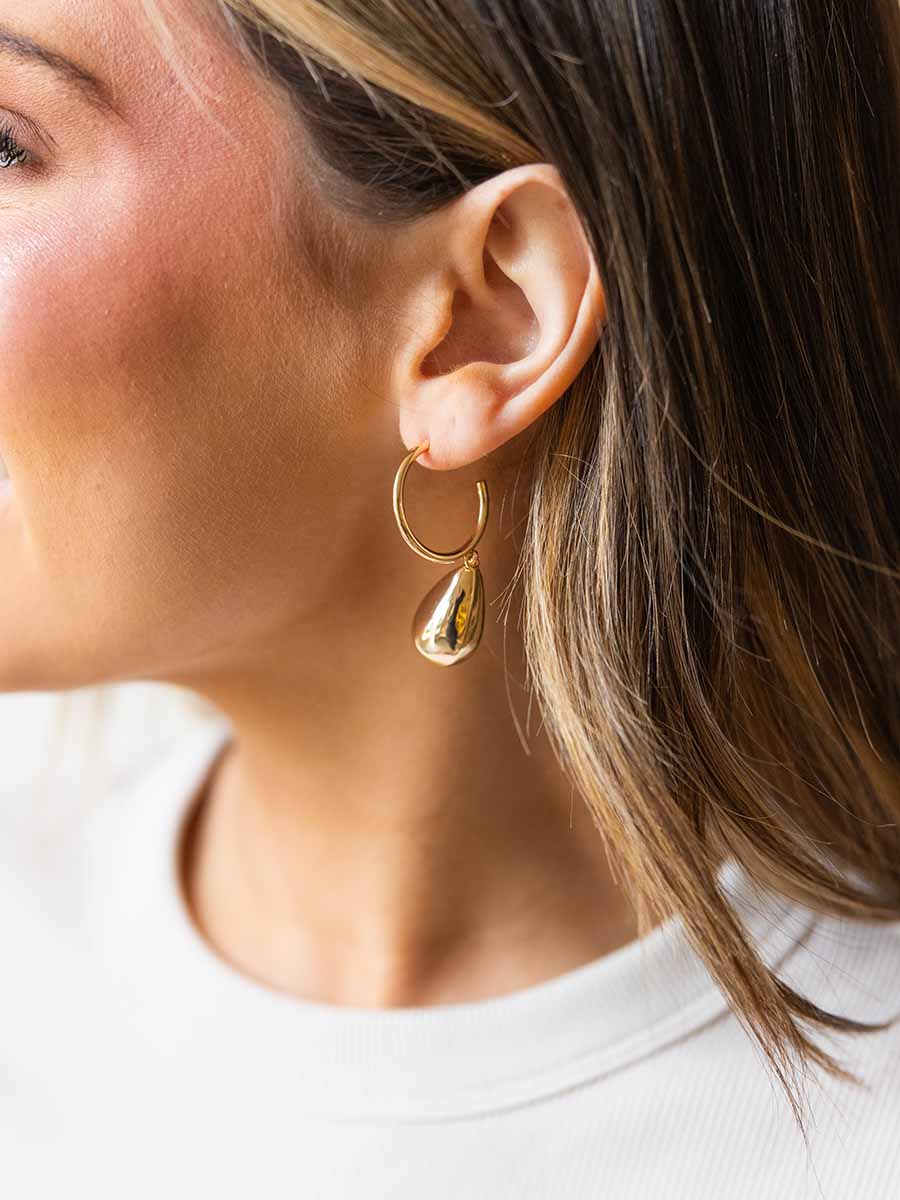 Chunky Teardrop on Hoop Earring (2 Colors) **Doorbuster**