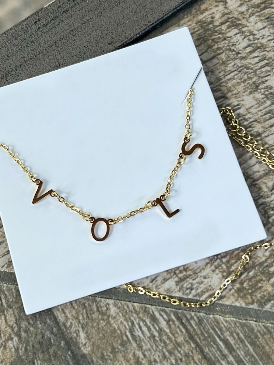 "VOLS" Gold Charm Necklace