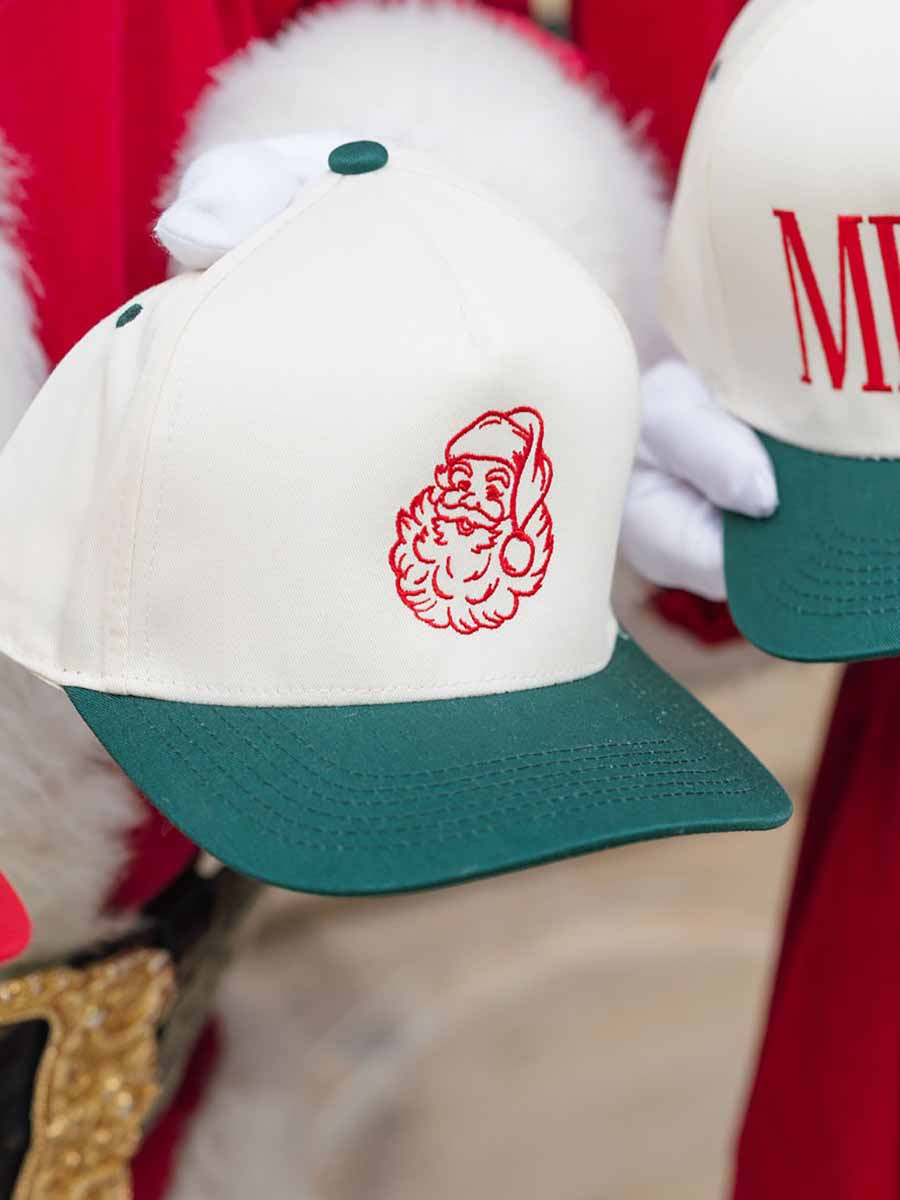 Embroidered Santa Green Bill Cap