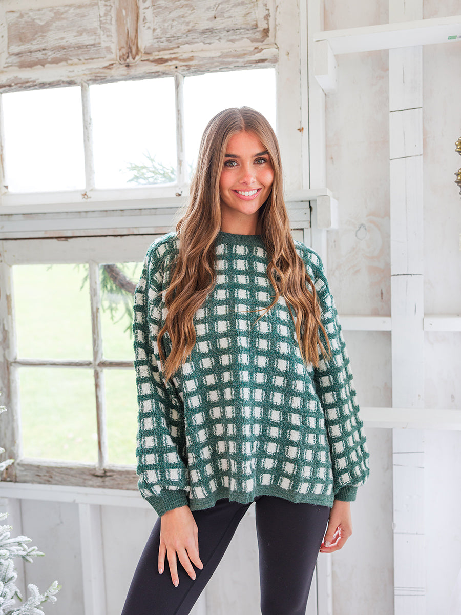 Green Checked Christmas Sweater