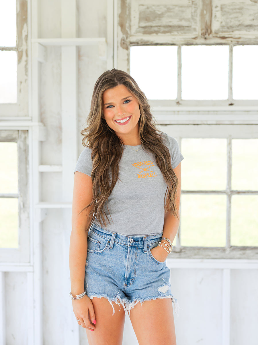 Light Grey Tennessee Baseball Tee